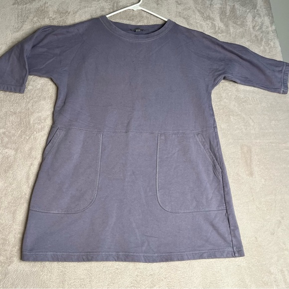 Cos Jersey Tunic Top Women's size XS Lagenlook Boat Neck 3/4 Sleeve Purple - Picture 1 of 7